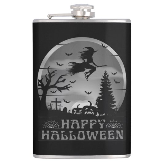 HALLOWEEN WITCH GRAVEYARD SCHWARZ UND WEISS FLACHMANN (Vorderseite)