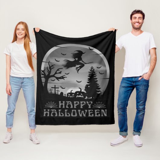 HALLOWEEN WITCH GRAVEYARD SCHWARZ UND WEISS FLEECEDECKE (Beispiel)