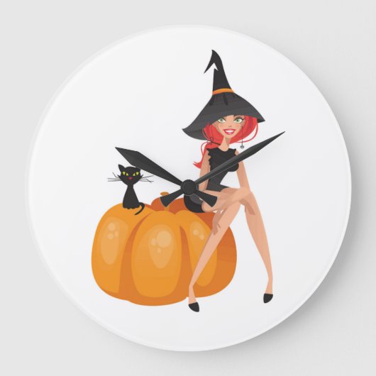 HALLOWEEN WITCH GROßE WANDUHR (Vorderseite)