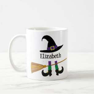Halloween Witch Hat Broom Legs Cartoon Custom Kaffeetasse
