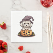 Halloween Witch Hat Pumpkin Dog Maltese Serviette (Beispiel)