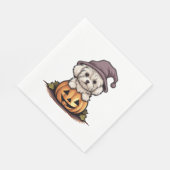 Halloween Witch Hat Pumpkin Dog Maltese Serviette (Ecke)