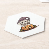 Halloween Witch Hat Pumpkin Dog Maltese Untersetzer (angewinkelt)