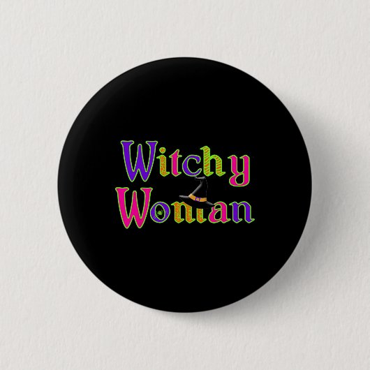 Halloween Witch Hexchy Woman Trick Leckerei Button (Vorderseite)