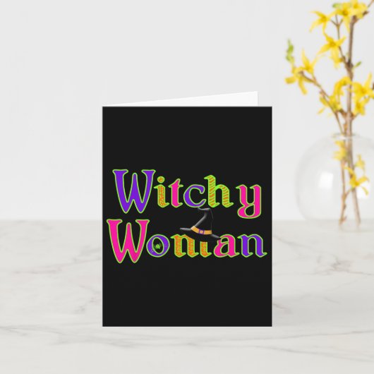Halloween Witch Hexchy Woman Trick Leckerei Karte (Gelbe Blume)