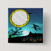 Halloween Witch, Jack o' Lanterns, Foto von Frame Button (Vorderseite)