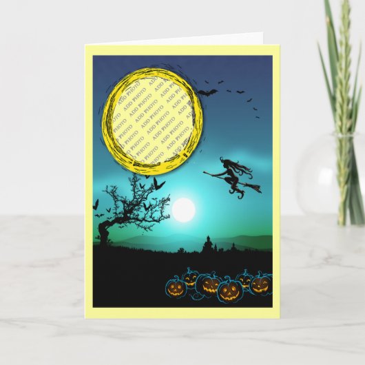 Halloween Witch, Jack o' Lanterns, Foto von Frame Karte (Vorderseite)