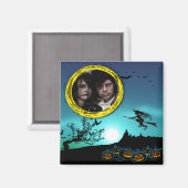 Halloween Witch, Jack o' Lanterns, Foto von Frame Magnet (Vorderseite/Rückseite)