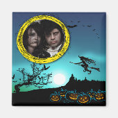 Halloween Witch, Jack o' Lanterns, Foto von Frame Magnet (Vorne)