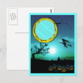 Halloween Witch, Jack o' Lanterns, Foto von Frame Postkarte (Vorne/Hinten)