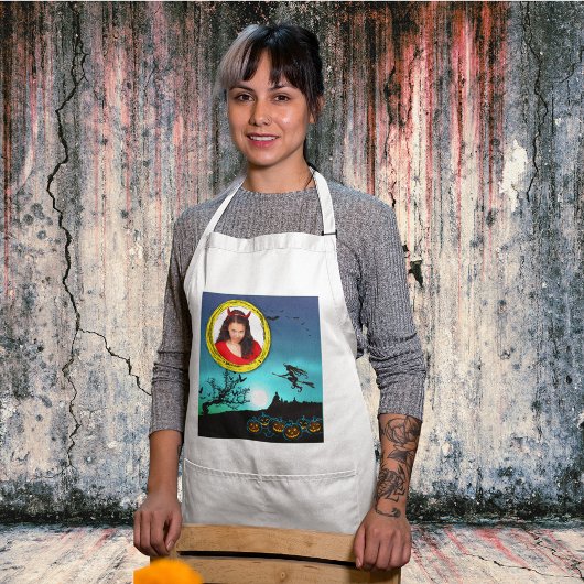 Halloween Witch, Jack o' Lanterns, Foto von Frame Schürze