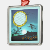 Halloween Witch, Jack o' Lanterns, Foto von Frame Silbernes Ornament (Links)