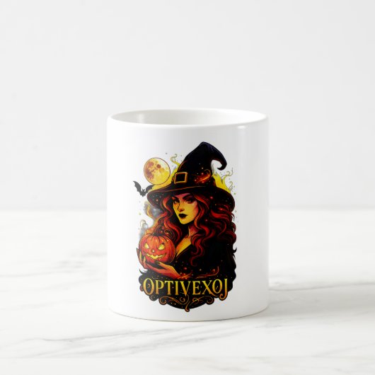 Halloween Witch & Jack-O'-Laternenglühen Kaffeetasse (Mittel)