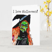 HALLOWEEN WITCH JOKE Faltkarte Karte (Gelbe Blume)