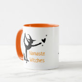 Halloween Witch Namaste Hexen Black Orange Funny Tasse (Vorderseite Links)