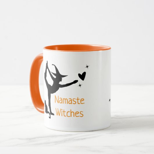 Halloween Witch Namaste Hexen Black Orange Funny Tasse (Vorderseite Links)