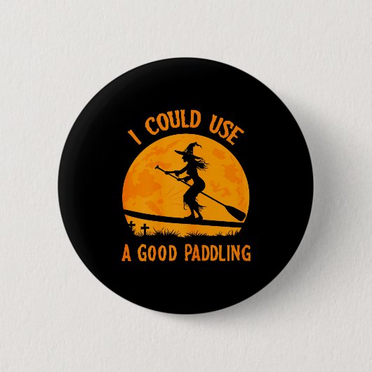 Halloween Witch Paddleboarder Sup Standup Paddling Button (Vorderseite)