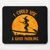 Halloween Witch Paddleboarder Sup Standup Paddling Mousepad (Vorne)