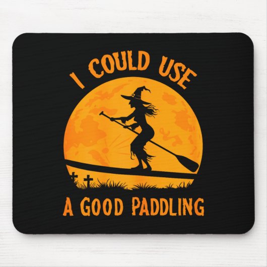 Halloween Witch Paddleboarder Sup Standup Paddling Mousepad (Vorne)