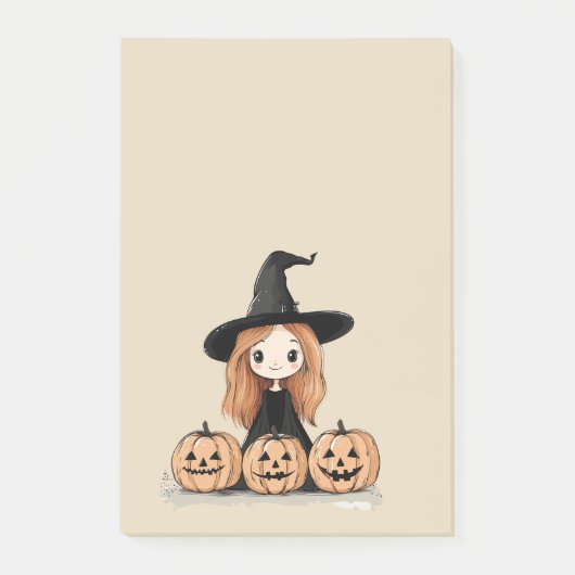 Halloween Witch Pumpkin Notes Post-it Klebezettel (Vorderseite)