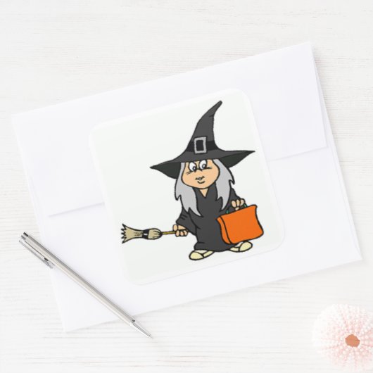 HALLOWEEN WITCH QUADRATISCHER AUFKLEBER (Umschlag)