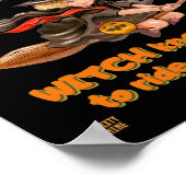 "HALLOWEEN WITCH RIDES STICK" lustig Poster (Ecke)