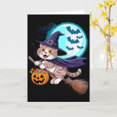 Halloween Witch Scottish Fold Moon Coupari Karte (Gelbe Blume)