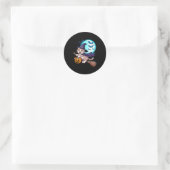 Halloween Witch Scottish Fold Moon Coupari Runder Aufkleber (Tasche)
