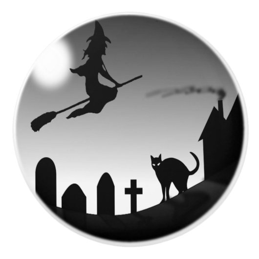 HALLOWEEN WITCH SILHOUETTE KERAMIKKNAUF (Vorderseite)