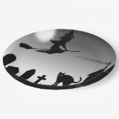 HALLOWEEN WITCH SILHOUETTE PAPPTELLER (Schrägansicht)