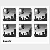 HALLOWEEN WITCH SILHOUETTE QUADRATISCHER AUFKLEBER (Blatt)