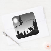 HALLOWEEN WITCH SILHOUETTE QUADRATISCHER AUFKLEBER (Umschlag)