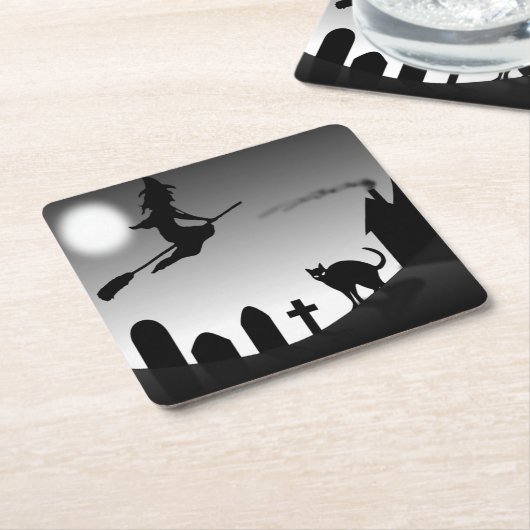 HALLOWEEN WITCH SILHOUETTE RECHTECKIGER PAPPUNTERSETZER (angewinkelt)