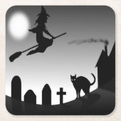 HALLOWEEN WITCH SILHOUETTE RECHTECKIGER PAPPUNTERSETZER (Vorderseite)