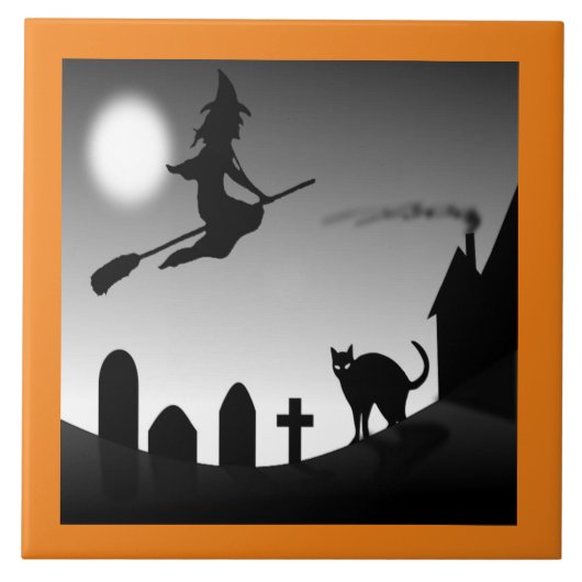 HALLOWEEN WITCH SILHOUETTE TILE FLIESE (Vorderseite)