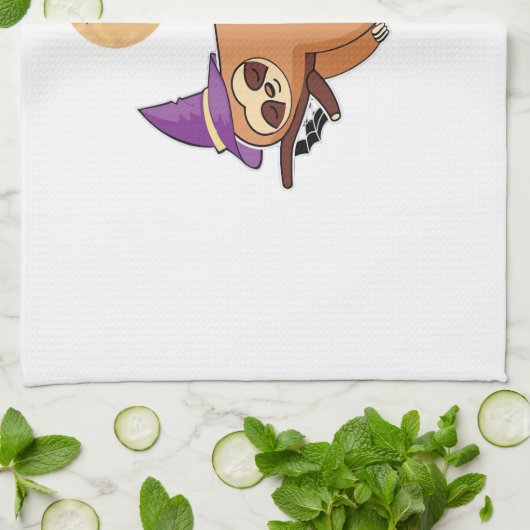 Halloween Witch Sloth Oversized T-Shirt Geschirrtuch (Gefaltet)