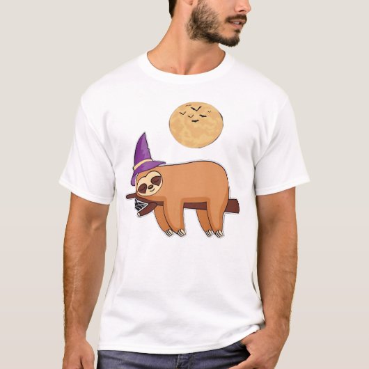 Halloween Witch Sloth Premium T-Shirt (Vorderseite)