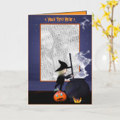 Halloween Witch Stirring Cauldron (Foto-Rahmen) Karte (Gelbe Blume)
