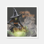 Halloween Witch Stirring Cauldron Serviette (Vorderseite)