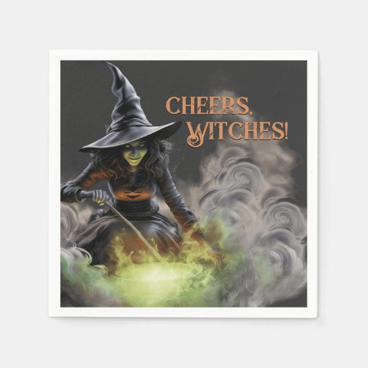 Halloween Witch Stirring Cauldron Serviette (Vorderseite)