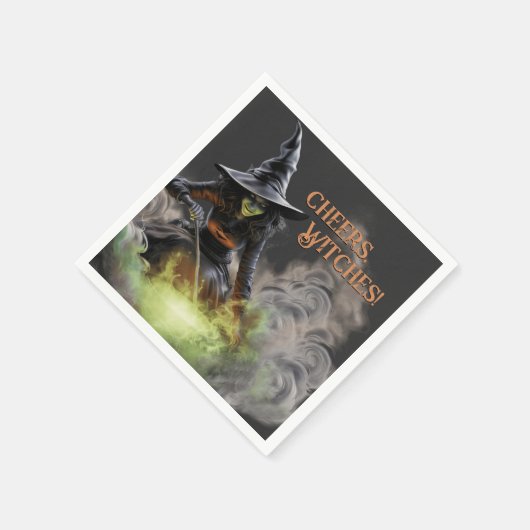 Halloween Witch Stirring Cauldron Serviette (Ecke)