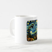 Halloween Witch Van Gogh Starry Night Black Cat Pu Kaffeetasse (Vorderseite Links)