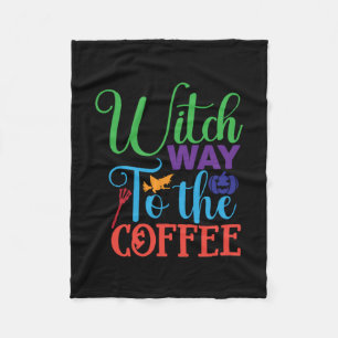 Halloween Witch Way To The Coffee Fleecedecke