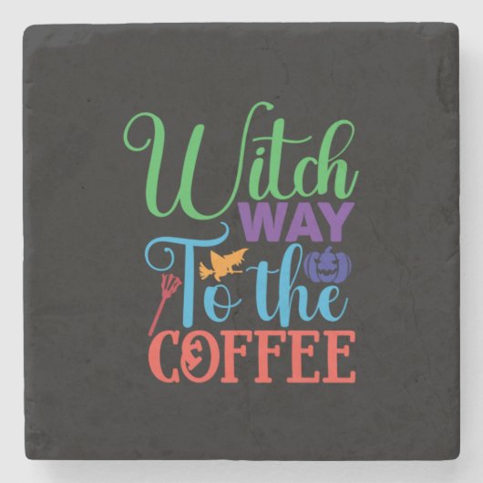 Halloween Witch Way To The Coffee Steinuntersetzer (Vorderseite)