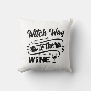 Halloween Witch Way To The Wine Birthday Kissen