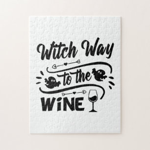 Halloween Witch Way To The Wine Birthday Puzzle