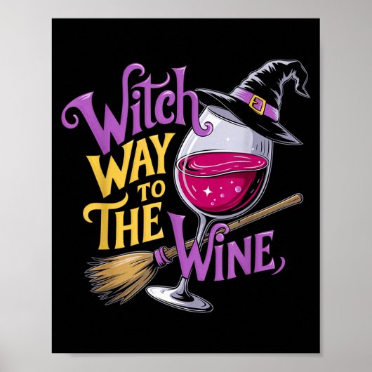 Halloween Witch Way To The Wine Funny Witch Wine L Poster (Vorne)