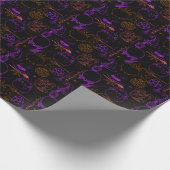 Halloween Witchcraft Muster Neon 01 Black BG Geschenkpapier (Ecke)