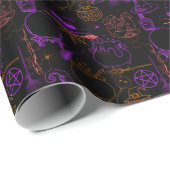 Halloween Witchcraft Muster Neon 01 Black BG Geschenkpapier (Rolleneckpunkt)