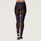 Halloween Witchcraft Muster Neon 01 Black BG Leggings (Rückseite)